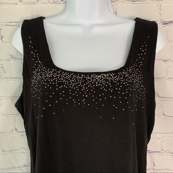 Black Tank Top With Rhinestone Large - Picture 2 of 6